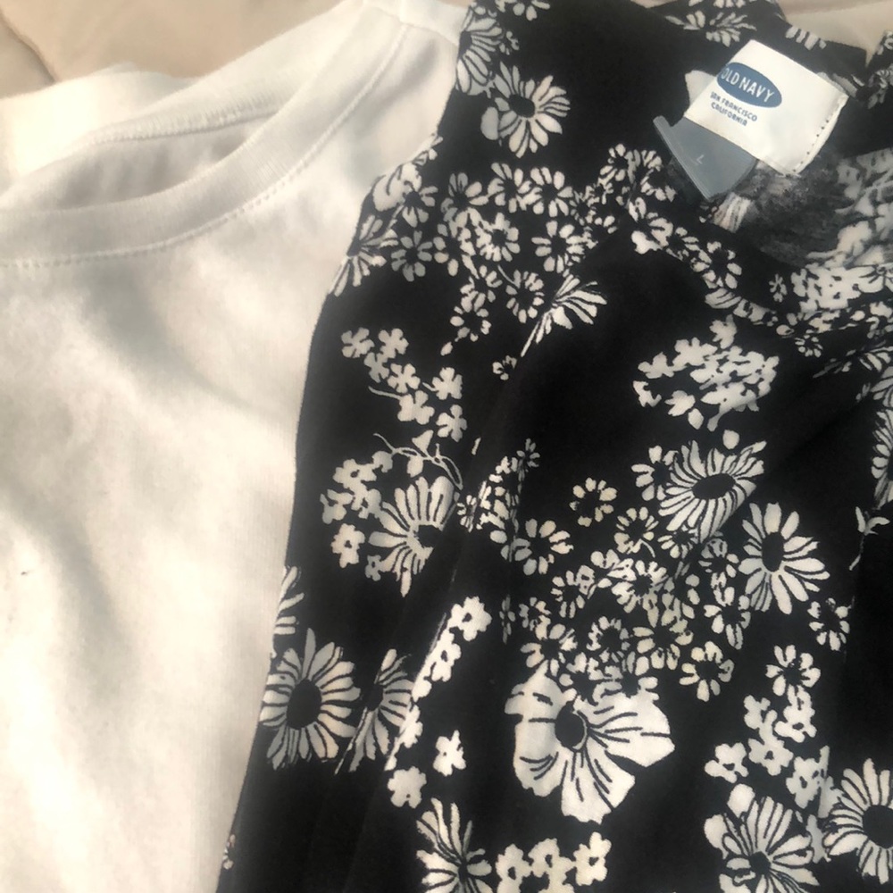 Tank Tops size Large. White Croft & Barrow, Old Navy Black & White Floral